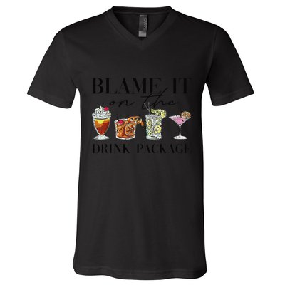 Retro Funny Cruise Blame It On The Drink Package Party V-Neck T-Shirt