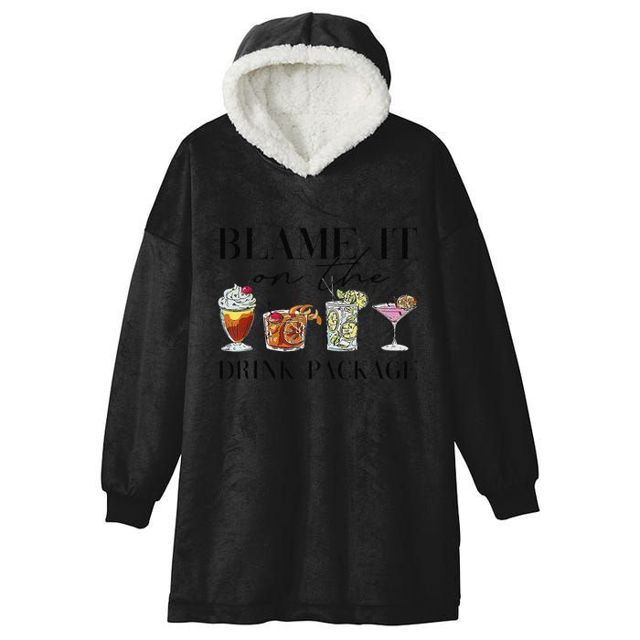 Retro Funny Cruise Blame It On The Drink Package Party Hooded Wearable Blanket