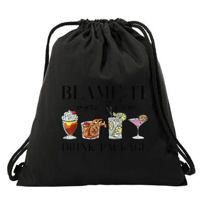 Retro Funny Cruise Blame It On The Drink Package Party Drawstring Bag