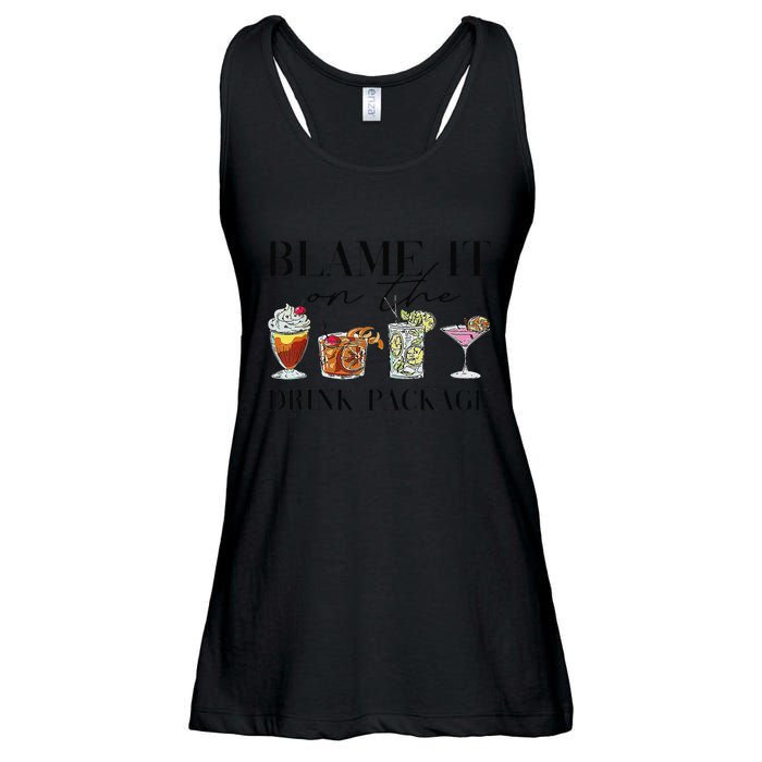 Retro Funny Cruise Blame It On The Drink Package Party Ladies Essential Flowy Tank