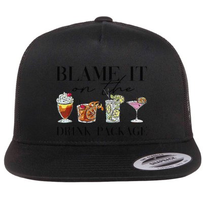 Retro Funny Cruise Blame It On The Drink Package Party Flat Bill Trucker Hat