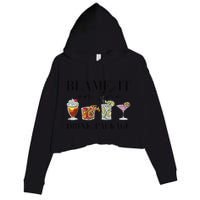 Retro Funny Cruise Blame It On The Drink Package Party Crop Fleece Hoodie
