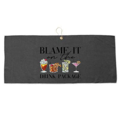 Retro Funny Cruise Blame It On The Drink Package Party Large Microfiber Waffle Golf Towel
