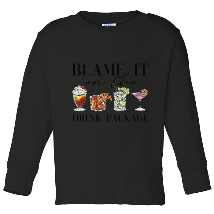 Retro Funny Cruise Blame It On The Drink Package Party Toddler Long Sleeve Shirt