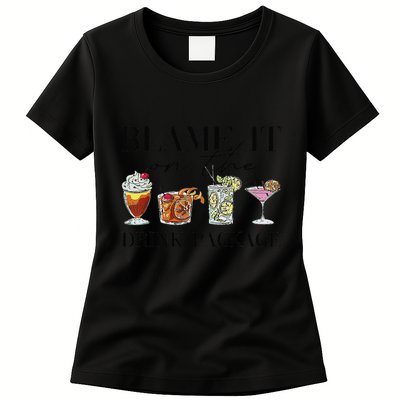 Retro Funny Cruise Blame It On The Drink Package Party Womens T-Shirt