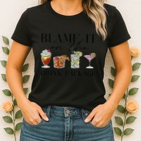Retro Funny Cruise Blame It On The Drink Package Party Womens T-Shirt
