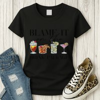 Retro Funny Cruise Blame It On The Drink Package Party Womens T-Shirt