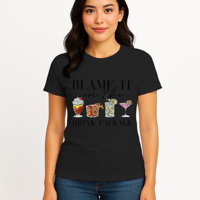 Retro Funny Cruise Blame It On The Drink Package Party Womens T-Shirt