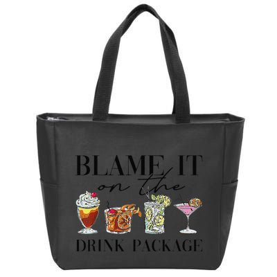 Retro Funny Cruise Blame It On The Drink Package Party Zip Tote Bag