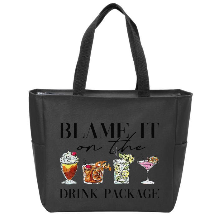 Retro Funny Cruise Blame It On The Drink Package Party Zip Tote Bag