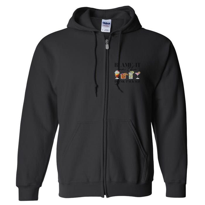 Retro Funny Cruise Blame It On The Drink Package Party Full Zip Hoodie