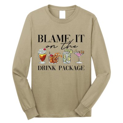 Retro Funny Cruise Blame It On The Drink Package Party Long Sleeve Shirt