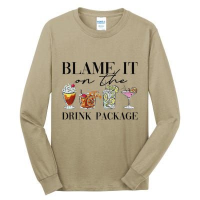Retro Funny Cruise Blame It On The Drink Package Party Tall Long Sleeve T-Shirt