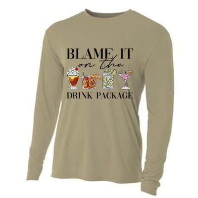 Retro Funny Cruise Blame It On The Drink Package Party Cooling Performance Long Sleeve Crew