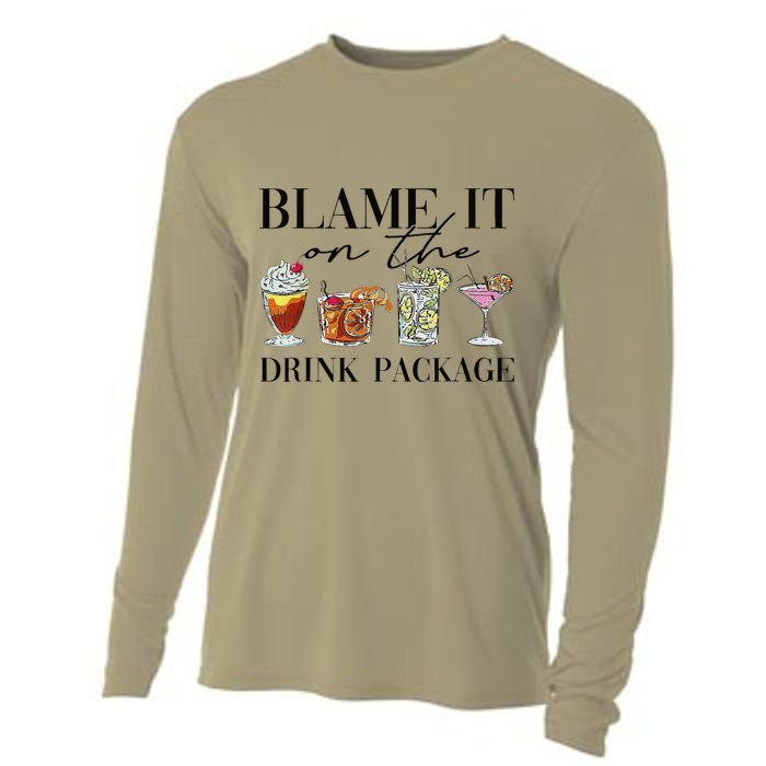 Retro Funny Cruise Blame It On The Drink Package Party Cooling Performance Long Sleeve Crew