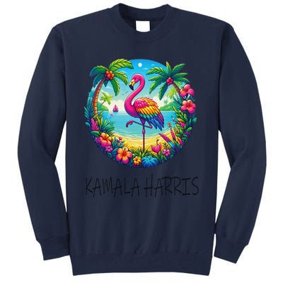 Retro Flamingo Chucks And Pearls Comma La Kamala Harris 2024 Tall Sweatshirt