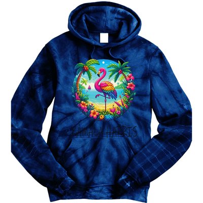 Retro Flamingo Chucks And Pearls Comma La Kamala Harris 2024 Tie Dye Hoodie