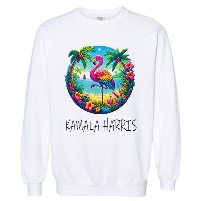 Retro Flamingo Chucks And Pearls Comma La Kamala Harris 2024 Garment-Dyed Sweatshirt