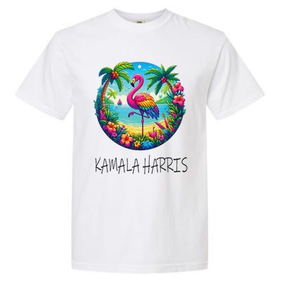 Retro Flamingo Chucks And Pearls Comma La Kamala Harris 2024 Garment-Dyed Heavyweight T-Shirt