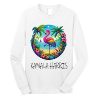 Retro Flamingo Chucks And Pearls Comma La Kamala Harris 2024 Long Sleeve Shirt