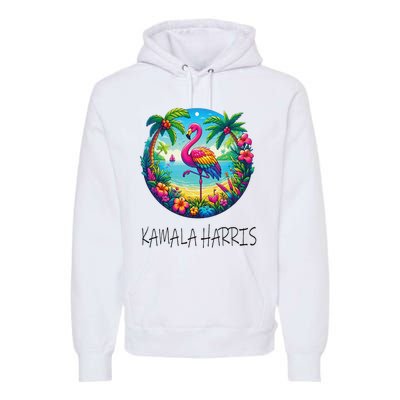 Retro Flamingo Chucks And Pearls Comma La Kamala Harris 2024 Premium Hoodie