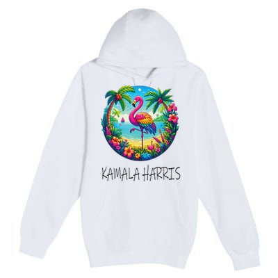 Retro Flamingo Chucks And Pearls Comma La Kamala Harris 2024 Premium Pullover Hoodie