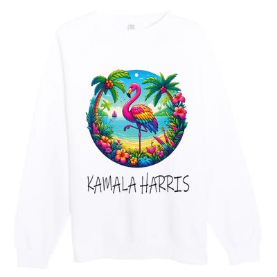 Retro Flamingo Chucks And Pearls Comma La Kamala Harris 2024 Premium Crewneck Sweatshirt