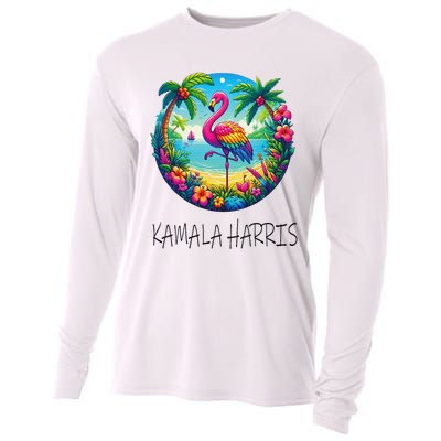 Retro Flamingo Chucks And Pearls Comma La Kamala Harris 2024 Cooling Performance Long Sleeve Crew