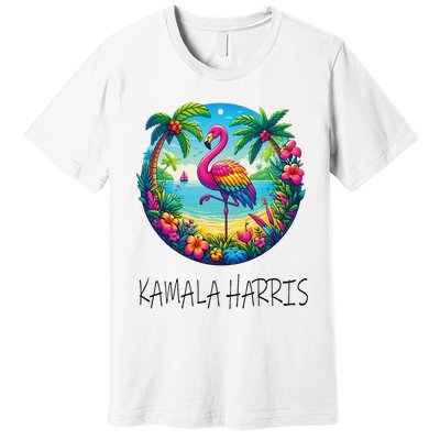 Retro Flamingo Chucks And Pearls Comma La Kamala Harris 2024 Premium T-Shirt