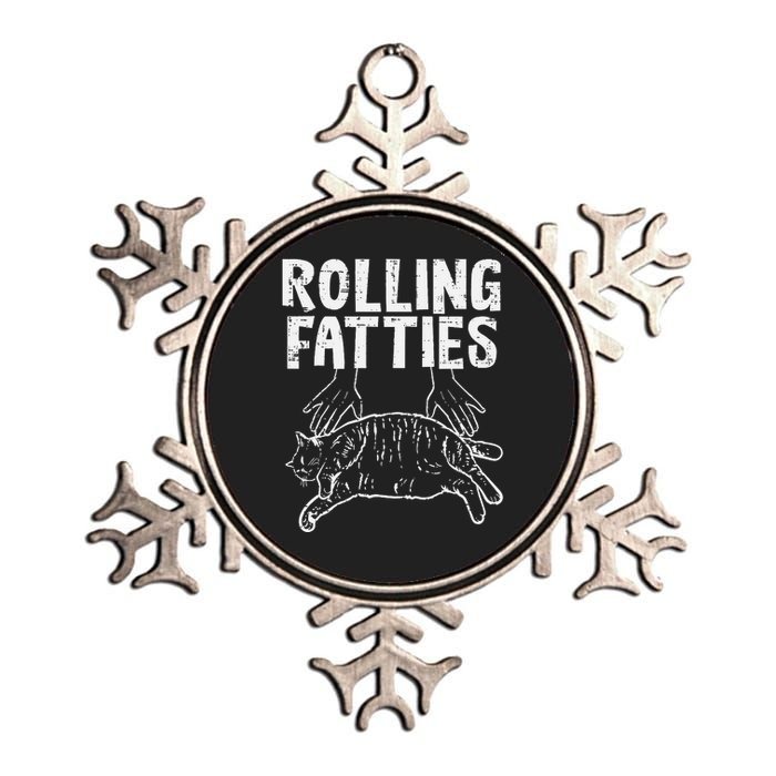 Rolling Fatties Cat Funny Fat Kitten Metallic Star Ornament