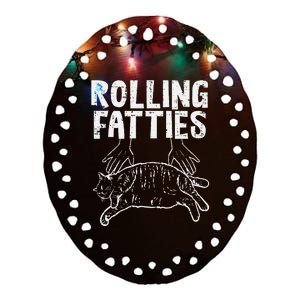 Rolling Fatties Cat Funny Fat Kitten Ceramic Oval Ornament