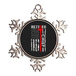 Retired Fire Chief Firefighter Rank Retirement Us Flag Gifts Metallic Star Ornament