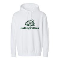 Rolling Fatties Cat Funny Garment-Dyed Fleece Hoodie