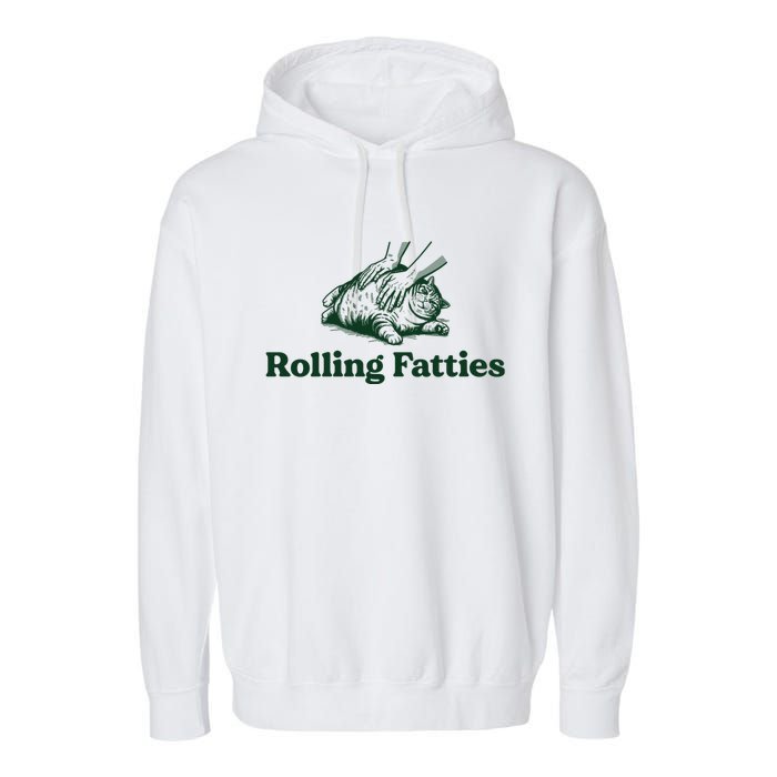 Rolling Fatties Cat Funny Garment-Dyed Fleece Hoodie