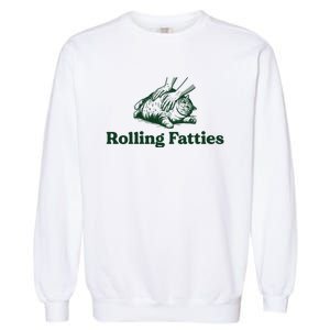 Rolling Fatties Cat Funny Garment-Dyed Sweatshirt