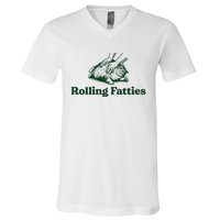 Rolling Fatties Cat Funny V-Neck T-Shirt