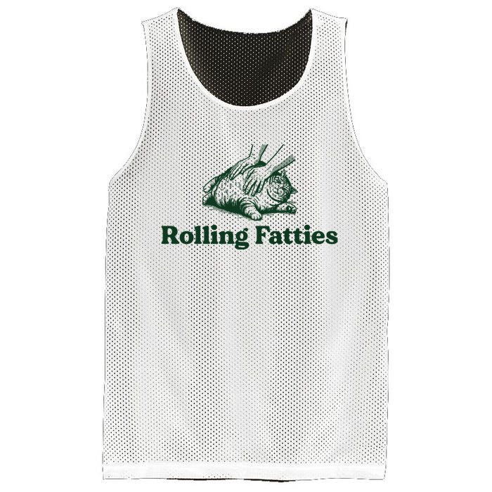 Rolling Fatties Cat Funny Mesh Reversible Basketball Jersey Tank