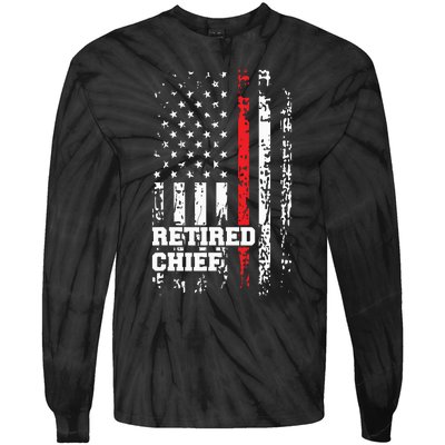 Retired Fire Chief Shirts Firefighter Rank Retirement Gift Tie-Dye Long Sleeve Shirt