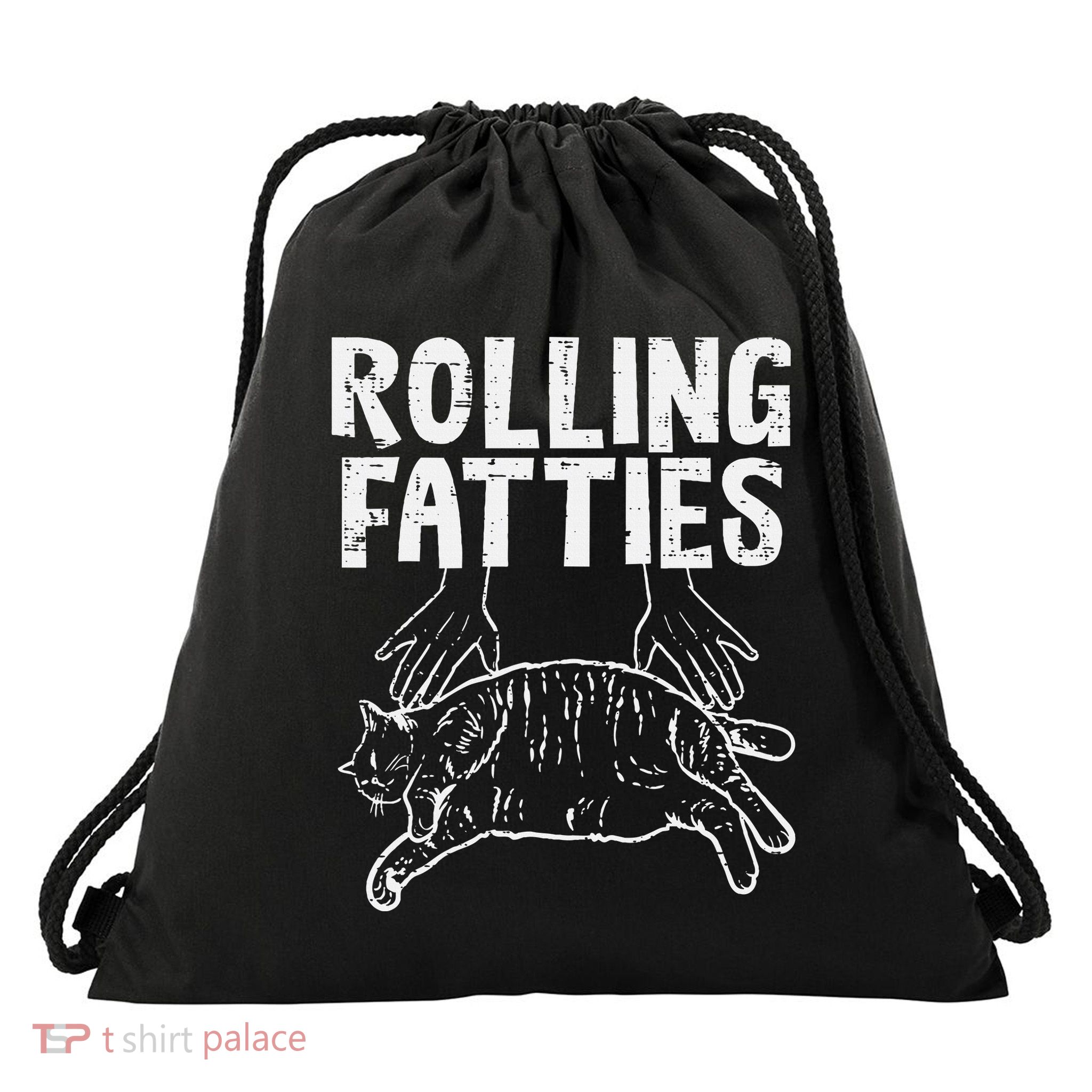 Rolling Fatties Cat Funny Fat Kitten Drawstring Bag