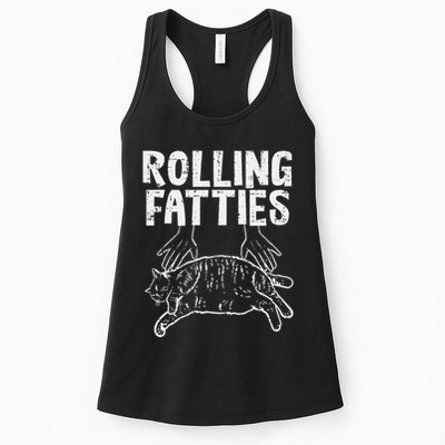 Rolling Fatties Cat Funny Fat Kitten Womens Tank Top