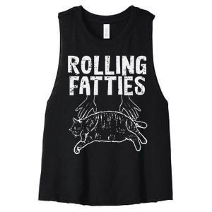 Rolling Fatties Cat Funny Fat Kitten Women's Racerback Cropped Tank