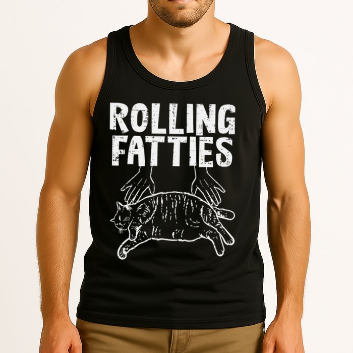 Rolling Fatties Cat Funny Fat Kitten Tank Top