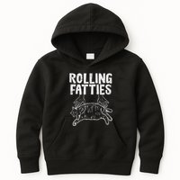 Rolling Fatties Cat Funny Fat Kitten Kids Hoodie