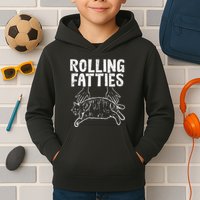 Rolling Fatties Cat Funny Fat Kitten Kids Hoodie