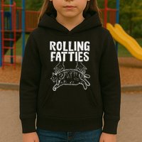 Rolling Fatties Cat Funny Fat Kitten Kids Hoodie