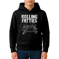 Rolling Fatties Cat Funny Fat Kitten Kids Hoodie