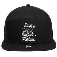 Rolling Fatties Cat Funny 7 Panel Mesh Trucker Snapback Hat