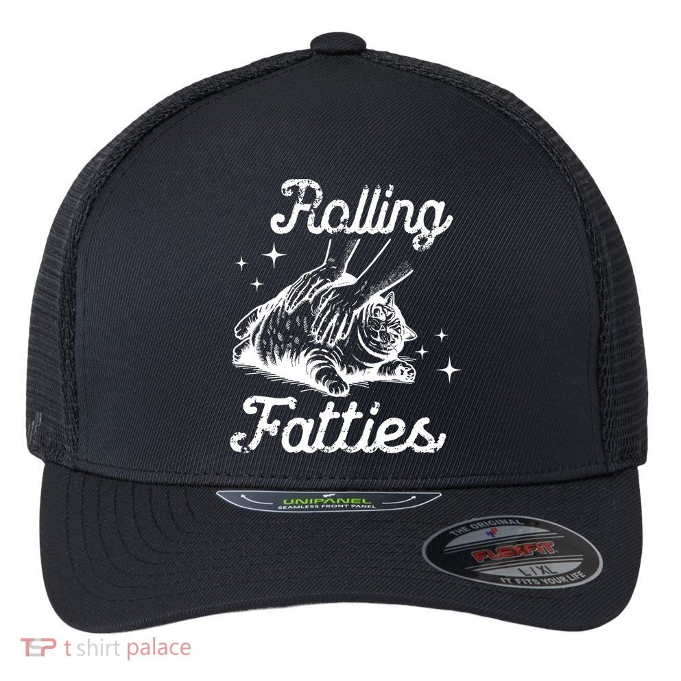 Rolling Fatties Cat Funny Flexfit Unipanel Trucker Cap