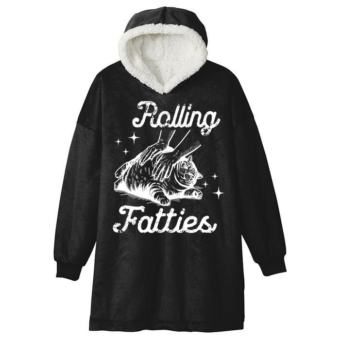 Rolling Fatties Cat Funny Hooded Wearable Blanket
