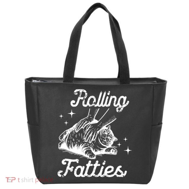 Rolling Fatties Cat Funny Zip Tote Bag